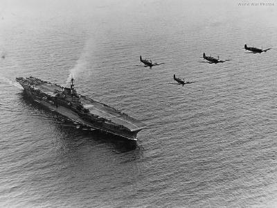 Seafires over HMS Indomitable