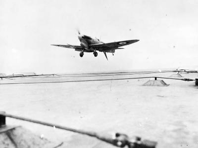 Seafire landing on aircraft carrier