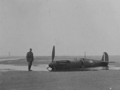 Crashed Supermarine Spitfire on the beach