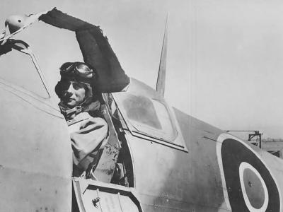 French Army Pilot Flies British Spitfire in North Africa