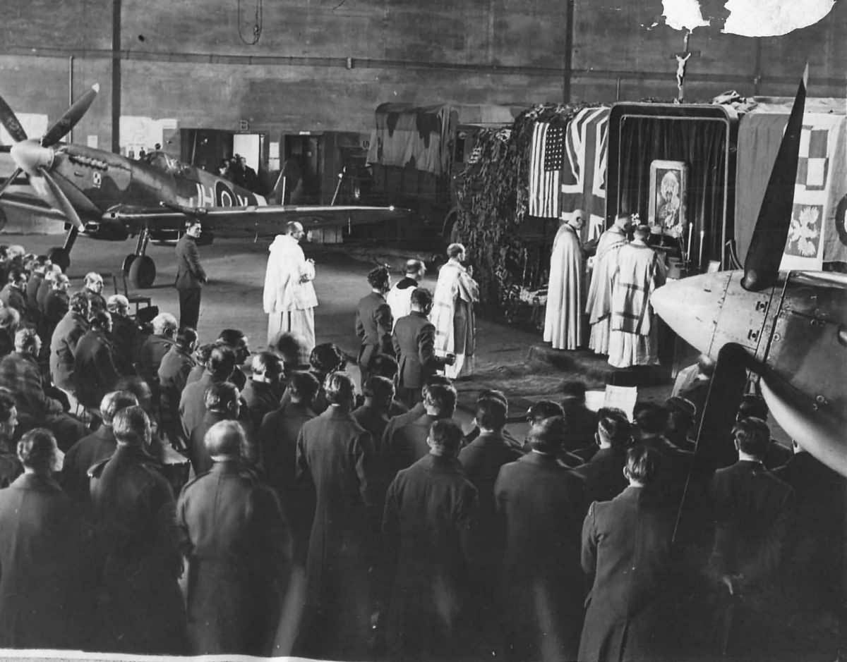 Spitfire Polish Bishop Leads Mass for No. 317 Fighter Squadron 1944
