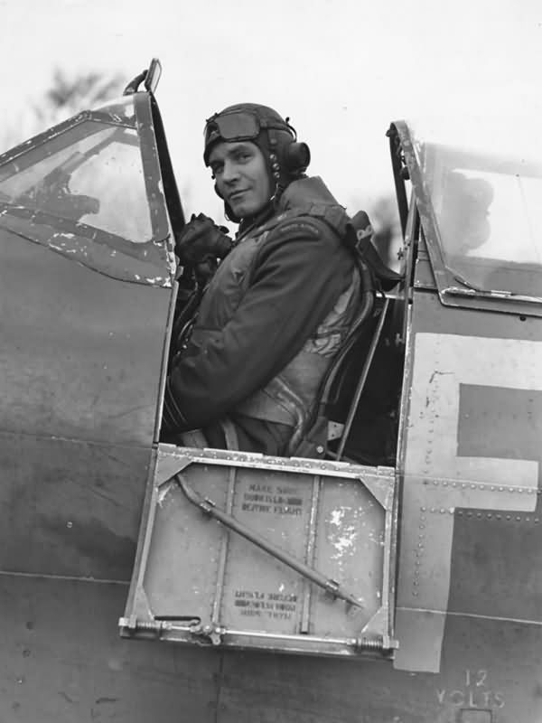 Wing Commander A. G. Malan DSO DFC in Spitfire 1941 leading the Biggin Hill wing
