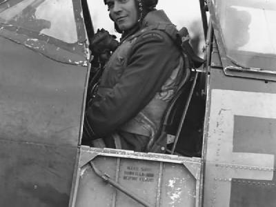 Wing Commander A. G. Malan DSO DFC in Spitfire 1941 leading the Biggin Hill wing