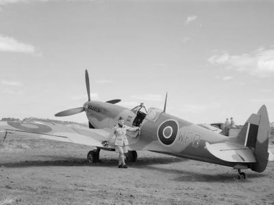 Air Vice Marshal W. F. Dickson and his Spitfire LF Mark VIII JF814, WFD, Italy