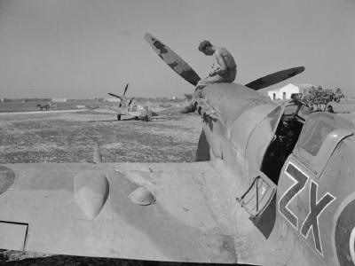 Spitfire Mk IX of No. 145 Squadron RAF at Pachino Sicily 1943