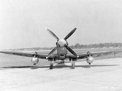 Spitfire Mk IX MK210 with metal drop tanks during tests in USA