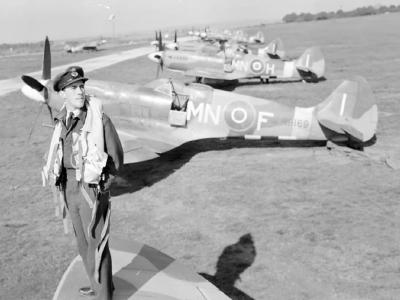 Spitfire Mk XIV RB169 MN-F of No. 350 Squadron RAF at Lympne