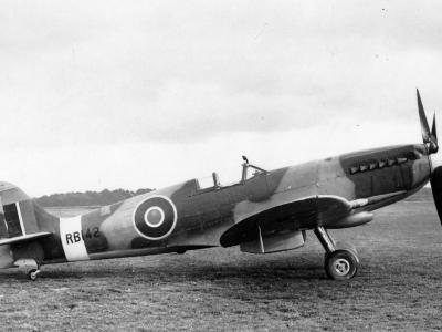 Spitfire Mk XIV serial RB142 on the ground