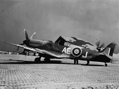 Spitfire Mk XIV serial RN119, AE-J of No 402 Squadron RCAF at B-88 airfield Heesch