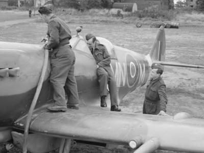 Spitfire Mk XIVe RM764, code MN-M of No. 350 (Belgian) Squadron RAF at Lympne