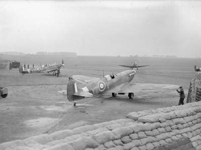 Spitfires Mk IIa YT-V and YT-W of No. 65 Squadron RAF at Kirton in Lindsey