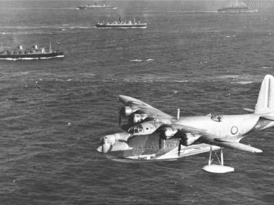 Short Sunderland escorting Convoy