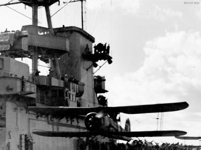 Swordfish 813 Squadron Takes Off From USS Wasp