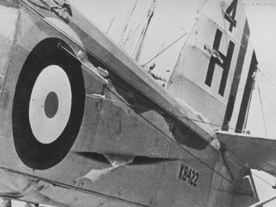 Damaged Fairey Swordfish K8422 of 820 Squadron FAA