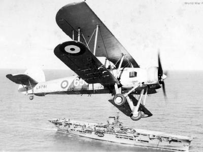 Swordfish L9781 650 over HMS Ark Royal