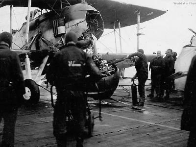 Engine separated from the Swordfish bomber