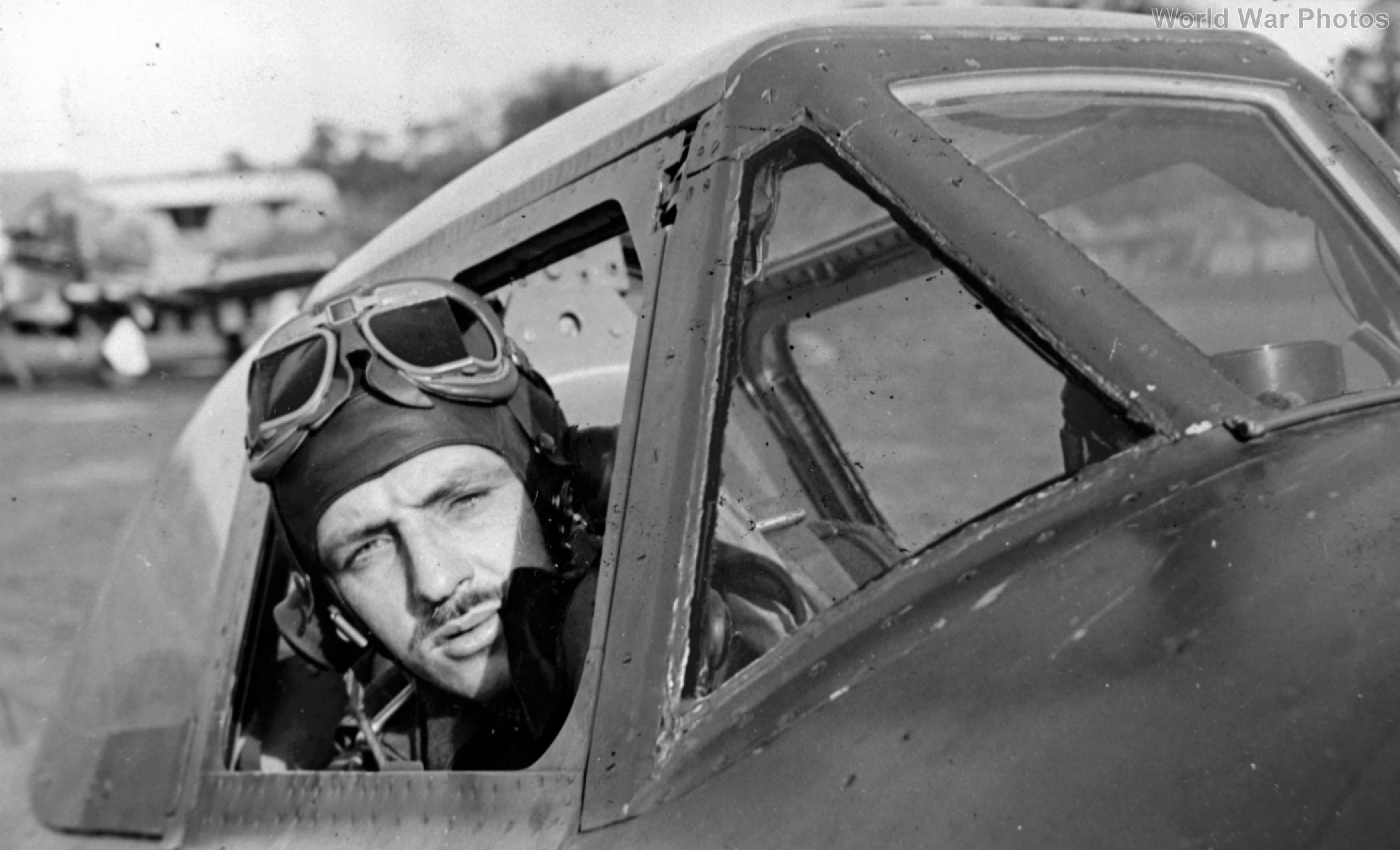 F/O Frank Murphy in the cockpit of his Typhoon