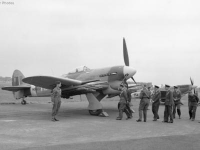 King George VI and Typhoon MN454 HF-S of 183 Sqn