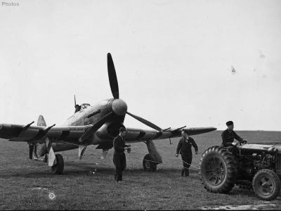 Hawker Typhoon IB towed by a tractor 1943