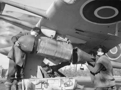 Typhoon 5V-B of 439 Sqn with anti-personnel bomb, Eindhoven