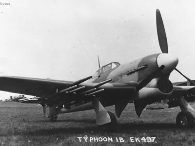 Typhoon IB EK497 with rocket installation at Boscombe Down 1943