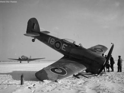 Crashed Typhoon MN659 I8-E of No. 440 Squadron RCAF Eindhoven