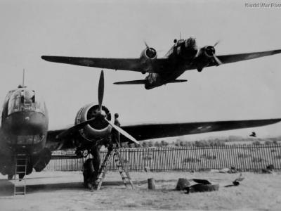 Wellington Bomber take off to night mission 1940