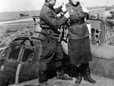 Soviet Female Aviator with A-20