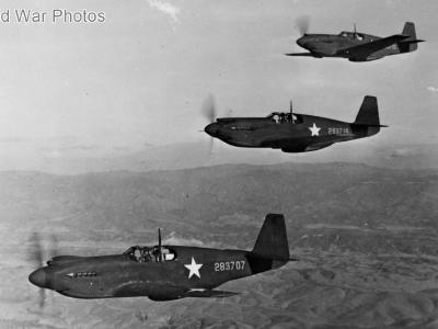 A-36 42-83707, 42-83716 and 42-83715 in flight