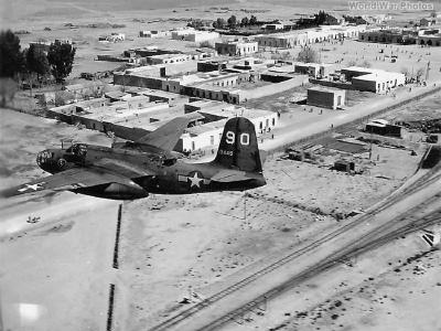 A-20B 41-3445 Flying Low Over Town North Africa