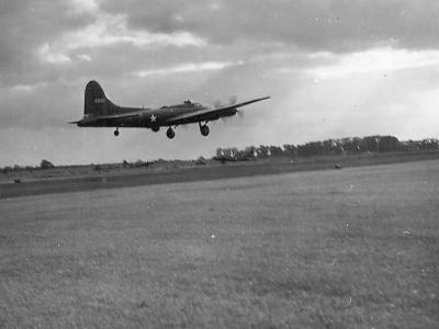 B-17F landing 384th Bomb Group