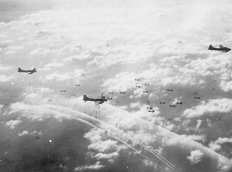 B-17 Flying Fortress Group Dropping Bomb On Germany