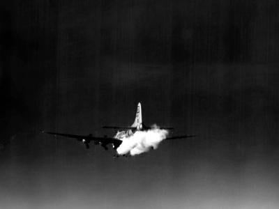 B-17G Flying Fortress 100th Bomb Group Dropping Smoke Markers Over Germany