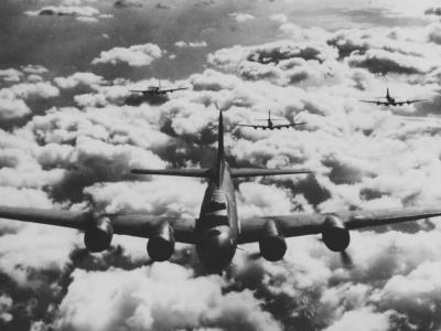 B-17G bombers in flight during World War II
