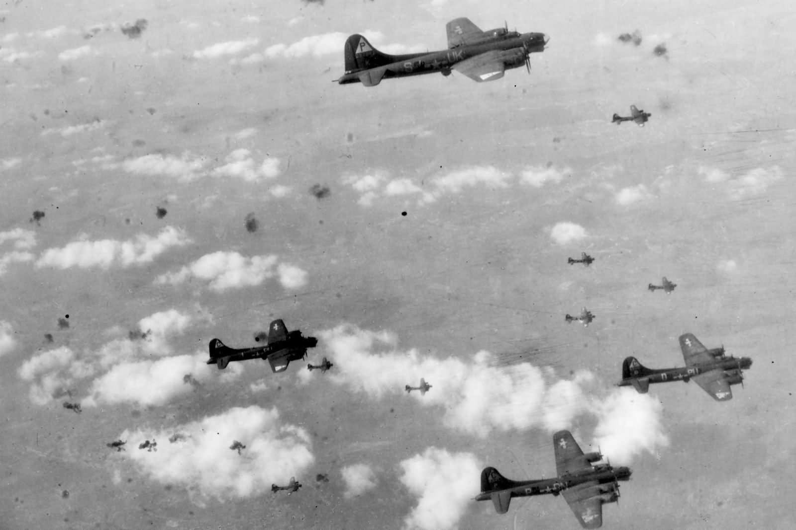 B-17 bombers 384th and 303rd Bomb Groups over Berling during the March 6 1944 raid