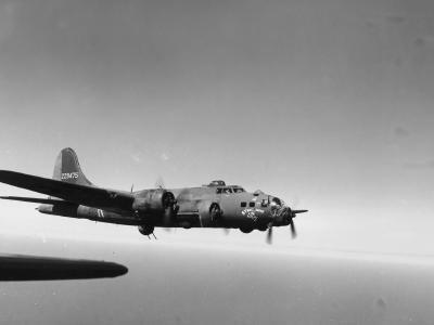 B-17F 42-29475 from 91st BG, 323rd BS in flight over Germany during World War II