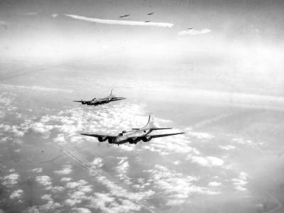 A formation of B-17s of 91st Bomb Group, 324th bomb squadron