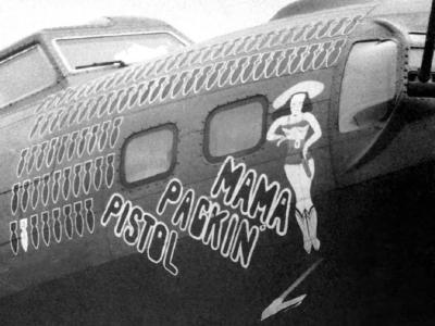 B-17 nose art Pistol Packing Mama