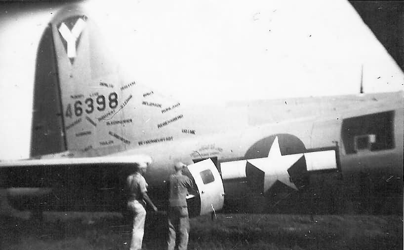 Graffiti Covered Tail Of 463rd Bomb Group B-17 44-6398 Bucket Bunny