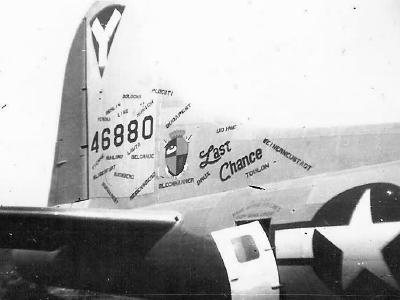 Graffiti Covered Tail Of 463rd Bomb Group B-17G Flying Fortress 44-6880 Last Chance