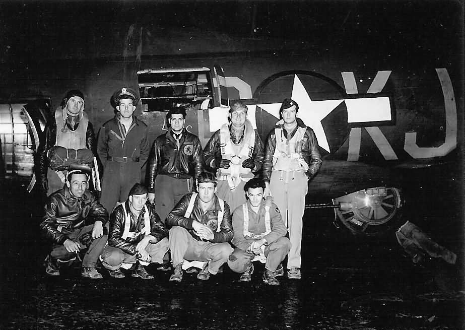 USAAF Crew Posed at Night Time by Their B-17 Bomber