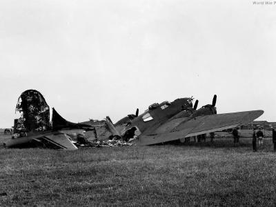 B-17 of 8th AF destroyed by premature bomb detonation 44