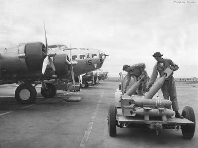 Ordnance men load bombs on 19th BG B-17s at March Field 1941