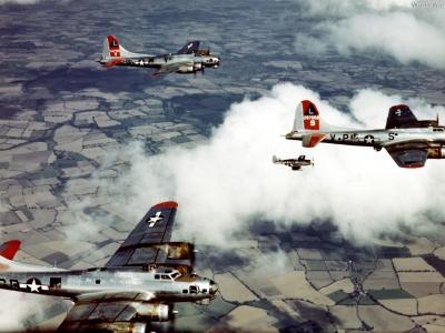 381st Bomb Group B-17 formation in color 2