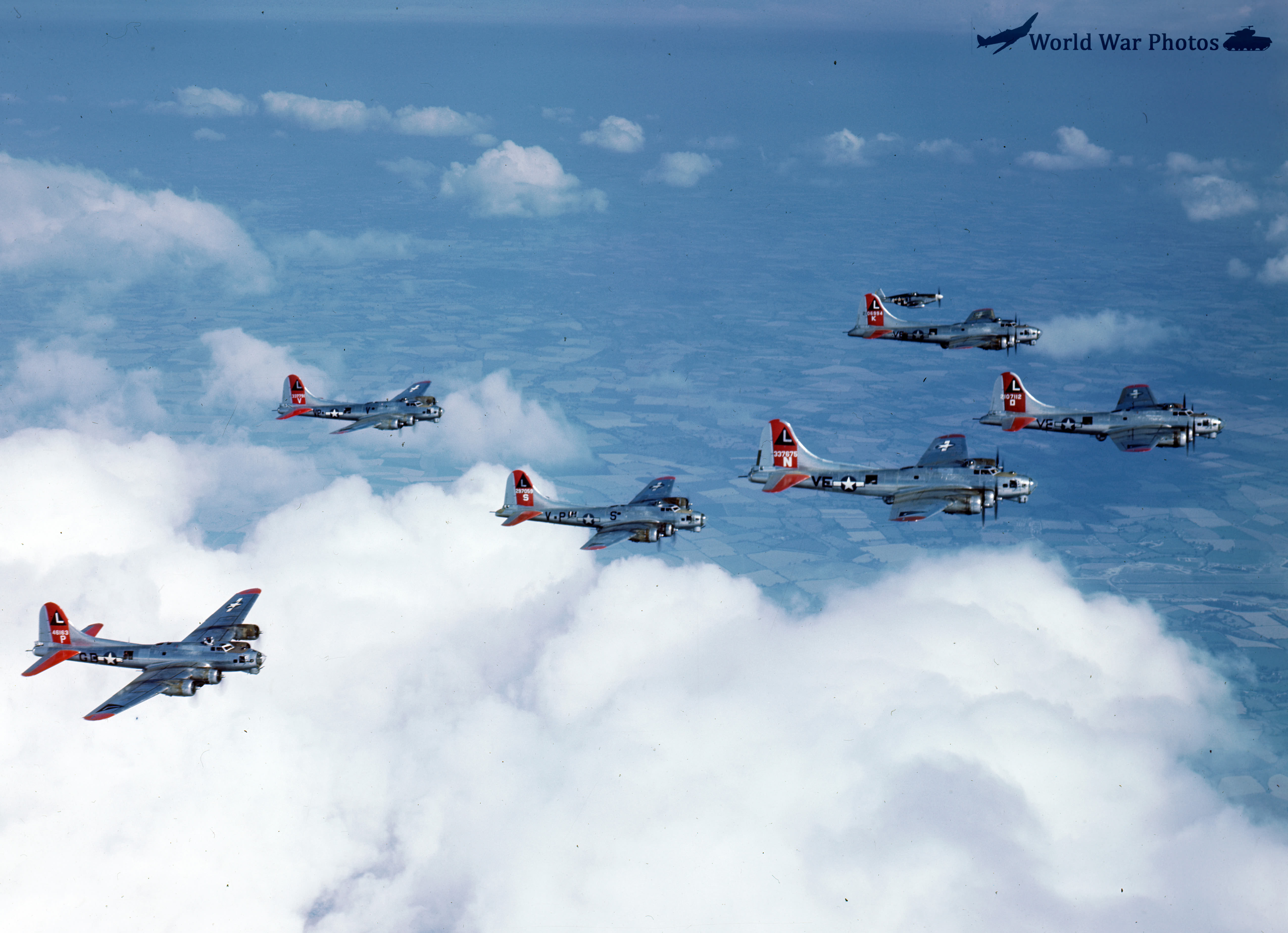 381st Bomb Group B-17 formation in color 3