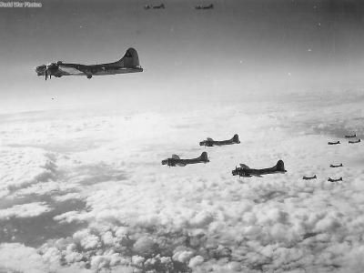 398th Bomb Group B-17s en-route to target
