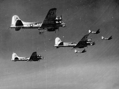 B-17s of the 398th BG over Halle 31 March 1945