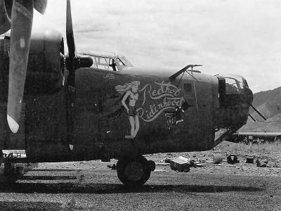 B-24J Liberator serial 42-100202 of the 22nd Bomb Group, 33rd BS „Redhot Ridinhood” nose art