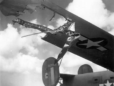 Damaged by flak B-24J Liberator