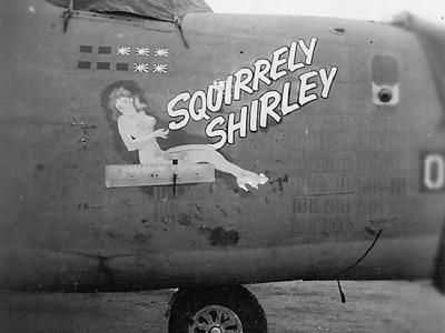 B-24J Liberator serial 42-110092 of the 5th BG, 31st Bomb Squadron „Squirrely Shirley” nose art